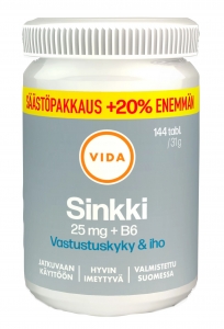 Цинк 25 мг + витамин B6 Vida 120 шт + 24 штук