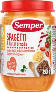 Спагетти с соусом из мясного фарша Semper с 6 мес 190 гр