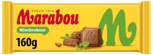 Шоколад молочный с мятной карамелью Marabou 160 гр