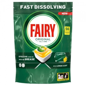 Таблетки для посудомойки лимон Fairy Original All in One 56 шт