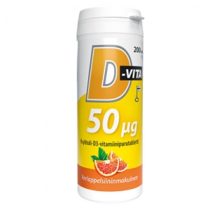 Витамин D3 со вкусом красного апельсина 50 мкг Vitabalans D-Vita 200 шт