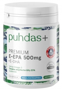 Premium E-EPA 500мг +E-DHA 100 капсул Puhdas+